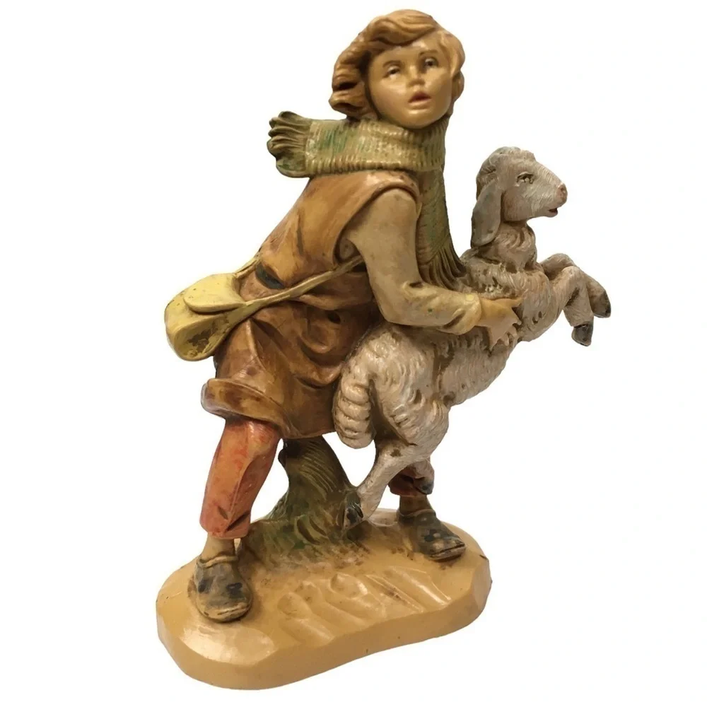VINTAGE 90s Fontanini Nativity #129/B Aaron Shepherd Figurine Holding Sheep 1993